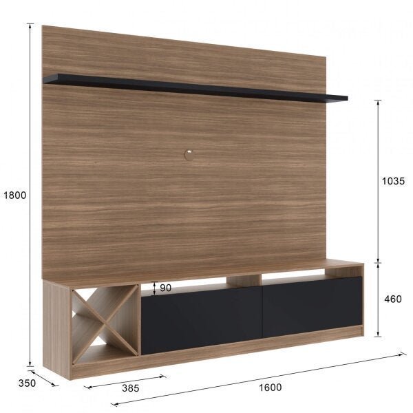 Rack com Painel para TV até 50 Polegadas 2 Portas Adega Vicenza  - 3