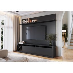 Estante para TV e Home Theater até 50 Polegadas 160CMX180CM 2 Portas Adega Vicenza Preto - 1 Estante para TV e Home Theater até 50 Polegadas 160CMX180CM 2 Portas Adega Vicenza Preto - 1