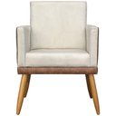 Ver imagem 6 de Kit 8 Poltronas Decorativas Modernas para Recepção Lis Corino Pé 30 Cm - Bege Suede Corino