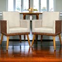 Ver imagem 7 de Kit 8 Poltronas Decorativas Modernas para Recepção Lis Corino Pé 30 Cm - Bege Suede Corino