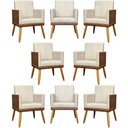 Ver imagem 1 de Kit 8 Poltronas Decorativas Modernas para Recepção Lis Corino Pé 30 Cm - Bege Suede Corino