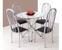 Ver imagem 1 de Conjunto Mesa Florencia Redonda Vidro 04 Cadeiras Cromada Aço Campeã de vendas Quality