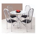 Ver imagem 1 de Conjunto Mesa Florencia Redonda Vidro 04 Cadeiras Cromada Aço Campeã de vendas Quality