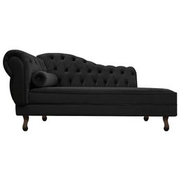 Divã Recamier Sofá Juliana 1,40M Lado Direito Suede Preto Sala de Estar Recepção Quarto Escritório - 2