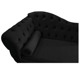 Divã Recamier Sofá Juliana 1,40M Lado Direito Suede Preto Sala de Estar Recepção Quarto Escritório - 4