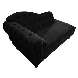 Divã Recamier Sofá Juliana 1,40M Lado Direito Suede Preto Sala de Estar Recepção Quarto Escritório - 5