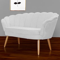 namoradeira Sofá Pétala 2 lugares Suede Branco Visalar Móveis - 5