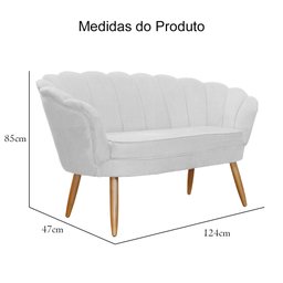 namoradeira Sofá Pétala 2 lugares Suede Branco Visalar Móveis - 4