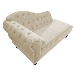 Divã Recamier Sofá Juliana 1,40M Lado Direito Suede Bege Sala de Estar Recepção Quarto Escritório - 5