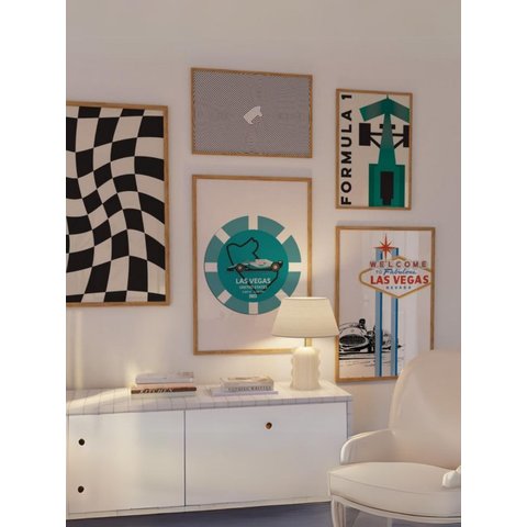 Kit 5 Quadros Decorativos Las Vegas Formula 1 Moderno