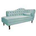 Ver imagem 1 de Divã Recamier Sofá Juliana 1,85M Lado Esquerdo Suede Azul Tiffany Sala de Estar Recepção Quarto Escr