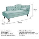 Ver imagem 3 de Divã Recamier Sofá Juliana 1,85M Lado Esquerdo Suede Azul Tiffany Sala de Estar Recepção Quarto Escr