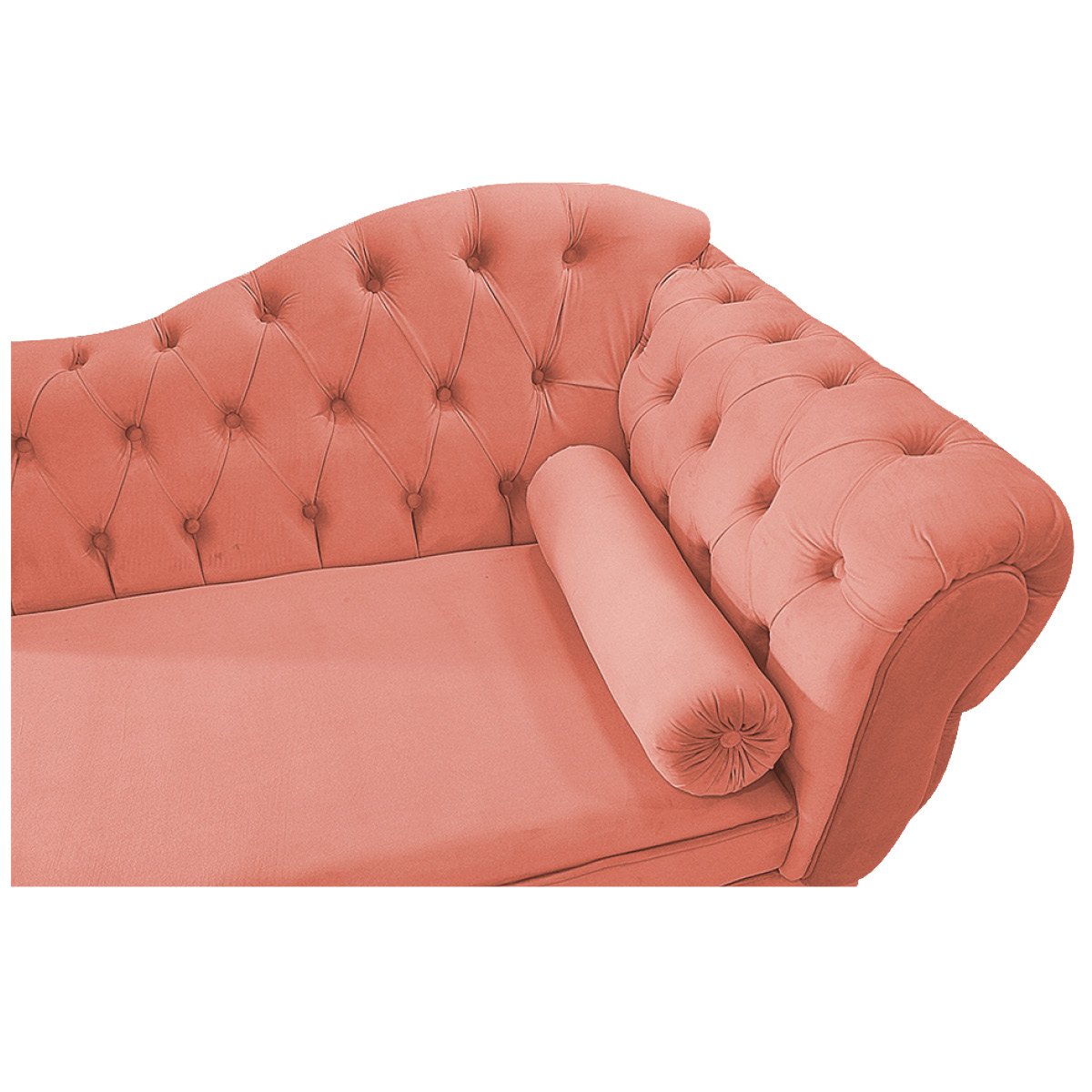 Divã Recamier Sofá Juliana 1,85M Lado Esquerdo Suede Coral Sala Estar Recepção Quarto Escritório - 5