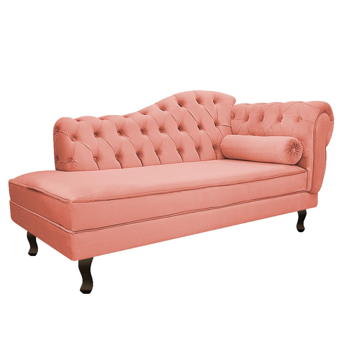 Divã Recamier Sofá Juliana 1,85M Lado Esquerdo Suede Coral Sala Estar Recepção Quarto Escritório - 1