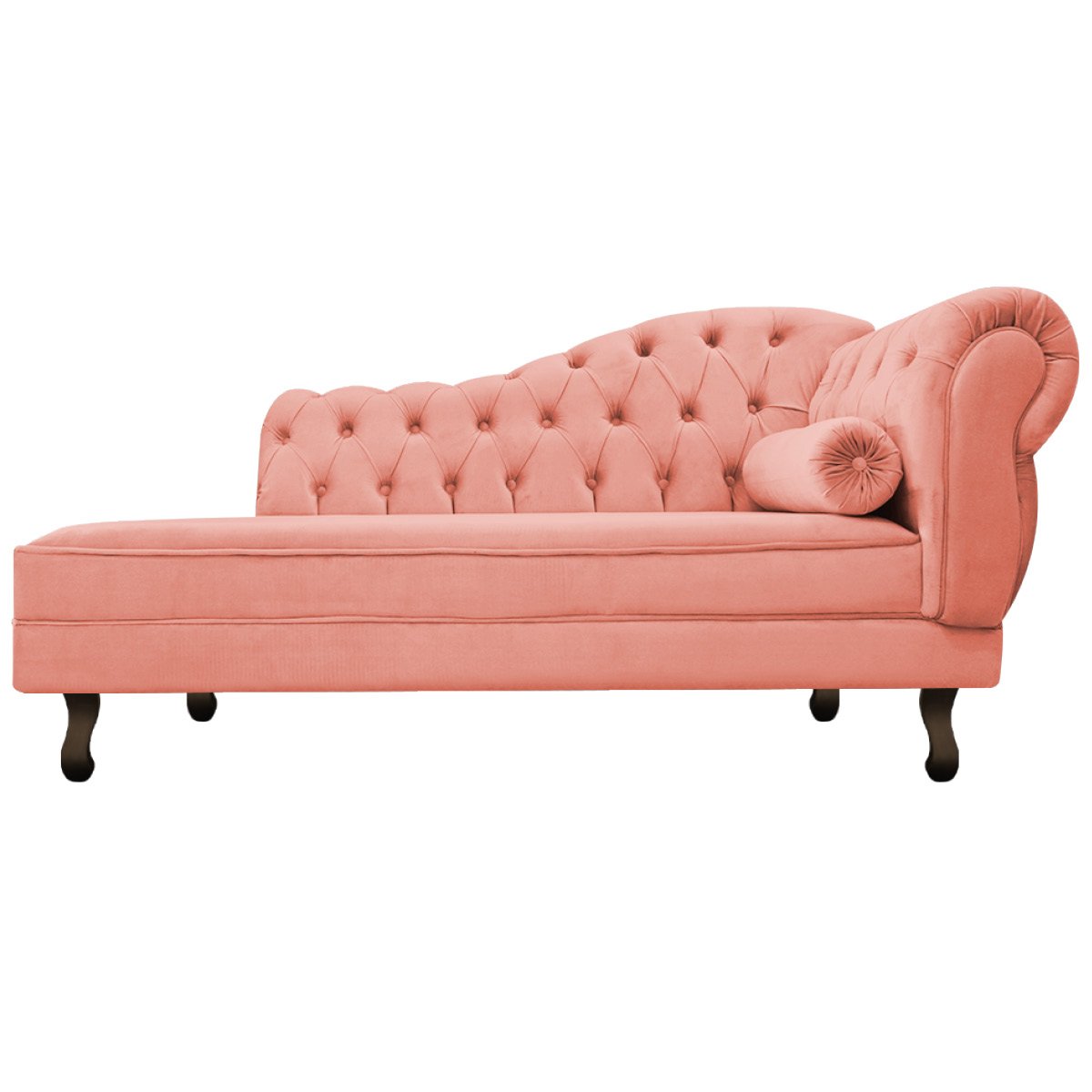 Divã Recamier Sofá Juliana 1,85M Lado Esquerdo Suede Coral Sala Estar Recepção Quarto Escritório - 2