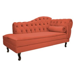 Divã Recamier Sofá Juliana 1,85M Lado Esquerdo Suede Terracota Sala de Estar Recepção Quarto