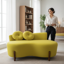 Ver imagem 2 de Namoradeira Sofá Feijão Lounge 120cm Orgânica Veludo Amarelo