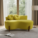 Ver imagem 1 de Namoradeira Sofá Feijão Lounge 120cm Orgânica Veludo Amarelo