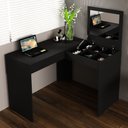 Ver imagem 1 de Penteadeira Escrivaninha com Espelho Pe2021 Preta - Tecno Mobili