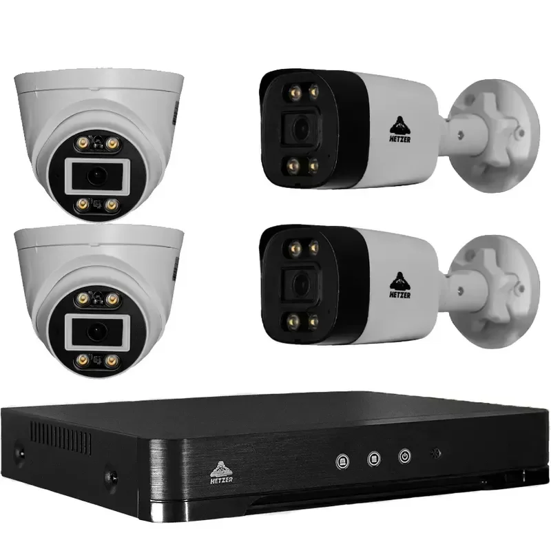 Kit de Segurança Cftv com Dvr de 4 Canais e Câmeras Hetzer - Sistema de Vigilância em Alta Definição - 1