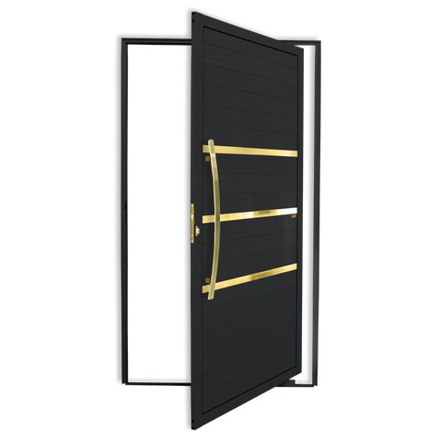 Porta Pivotante Lambril Evolution c/Puxador e. Super Preto Dourado 100 Brimak