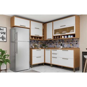 Cozinha Completa Syrah 7 Peças (4aéreos+3balcões) C7p85 Amendoa/branco - Ronipa