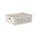 Ver imagem 1 de Cesto Flow com Tampa 27x22x9cm Bege Fechado Martiplast