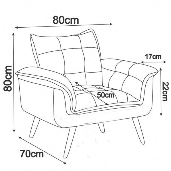 Poltrona Decorativa Opala Suede Composê Triângulo Pés Madeira Mz Decor - 4