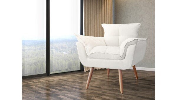Poltrona Decorativa Opala Suede Composê Triângulo Pés Madeira Mz Decor - 3