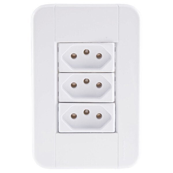 CONJUNTO 4X2 3 TOMADAS 2P+T 10A 250V TABLET BRANCO - 1