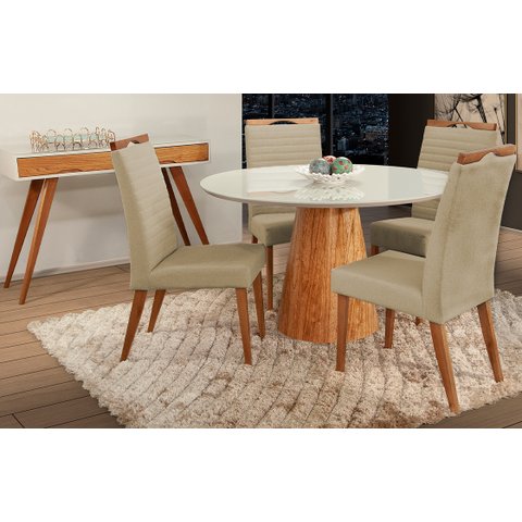 Mesa de jantar + 4 Cadeiras Itália tampo 120cm capuccino