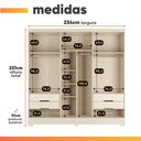 Ver imagem 3 de Guarda Roupas Casal 6 Portas Reflecta com LED 4 Gavetas Mavie