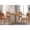 Ver imagem 1 de Conjunto: Mesa Sala Jantar Pietá C/ Tampo Madeirado Canto Curvo 120x80cm e 4 Cadeiras Havana