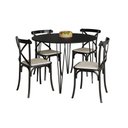 Ver imagem 2 de Mesa Jantar Elen Hairpin 110cm com 4 Cadeiras Katrina para Cozinha Sala de Jantar - Preto