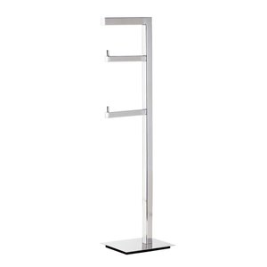 Papeleira Vertical Piso 2 Rolos Porta Papel Higiênico 50cm Banheiro Aço Inox Polido Brilhante Linha 