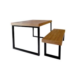 Conjunto Mesa Industrial Bernardo 1,30m Ferragem Preta com Banco Industrial Bernardo - 1