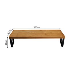 Conjunto Mesa Industrial Bernardo 2,50m Ferragem Preta com 2 Bancos Industrial Bernardo - 5