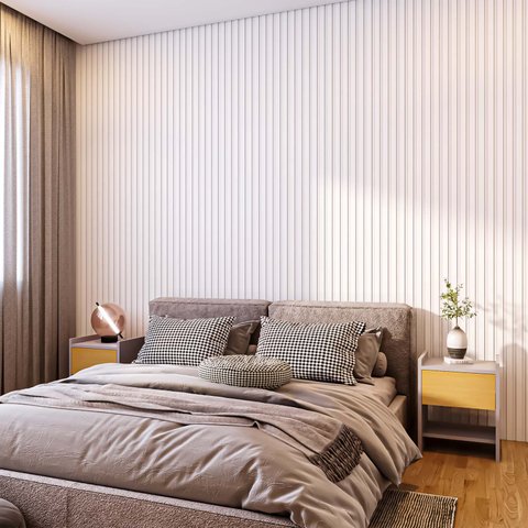 Painel Ripado Compacto 01: Unid. 274x25cm Larg. Talatto Painéis Branco Tx