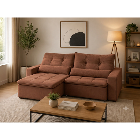 Sofa Caribe 2.20 Nobly Veludo Marrom