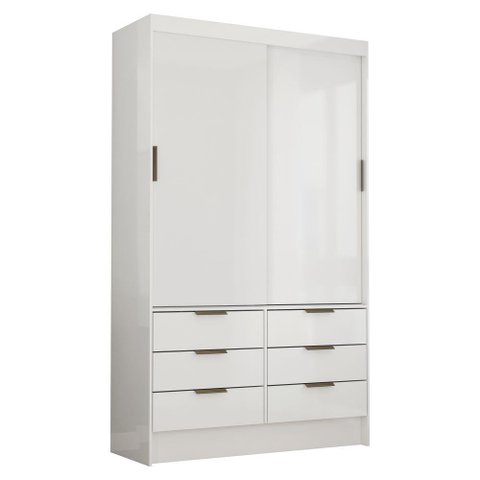 Guarda Roupa Sevilha 2 Portas de Correr 6 Gavetas Branco