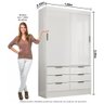 Guarda Roupa Sevilha 2 Portas de Correr 6 Gavetas Branco - 5