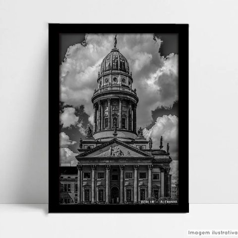 Quadro Decorativo Monumento Cidade Berlim em Moldura Caixa Tacolado Moldura Caixa Alta 4,5cm Preta C