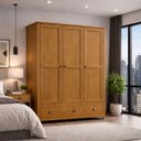 Ver imagem 1 de Guarda Roupa Madeira Maciça 3 Portas Finestra Branco Marrom:freijo