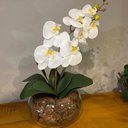 Ver imagem 1 de Arranjo Grande Centro de Mesa Orquídea Branca Artificial Vaso Decore Fácil Shop