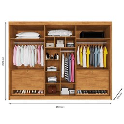 Guarda Roupa 6 Portas 2 Portas Ripadas Potente com Espelho 100% Mdf Peroba - Móveis Europa - 4