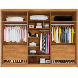 Guarda Roupa 6 Portas 2 Portas Ripadas Potente com Espelho 100% Mdf Peroba - Móveis Europa - 3