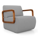 Ver imagem 1 de Poltrona Decorativa Orgânica Living Kavya Linho Cinza - Abmaza