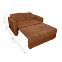 Ver imagem 3 de Sofá-Cama Verona Cappuccino em Veludo 140cm com Rodízios para Sala e Quarto
