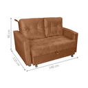 Ver imagem 2 de Sofá-Cama Verona Cappuccino em Veludo 140cm com Rodízios para Sala e Quarto
