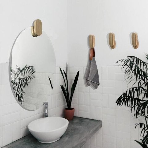 Gancho Pinus Retangular Duplo com Courino Caramelo